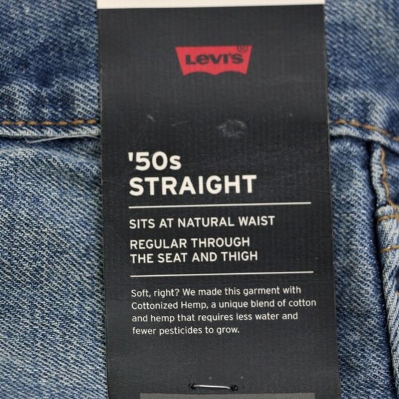 New Levi's  W33 L34 50'S STRAIGHT FIT MEN'S JEANS Selvedge  Cotton Hemp Blend - Picture 2 of 14